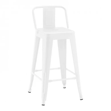 Mid-height bar stool with back Utopia pakoworld metal in white matte shade 42x42x86cm