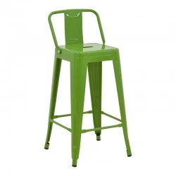 Mid-height Bar stool with backrest Utopia pakoworld metal in green color 42x42x86cm