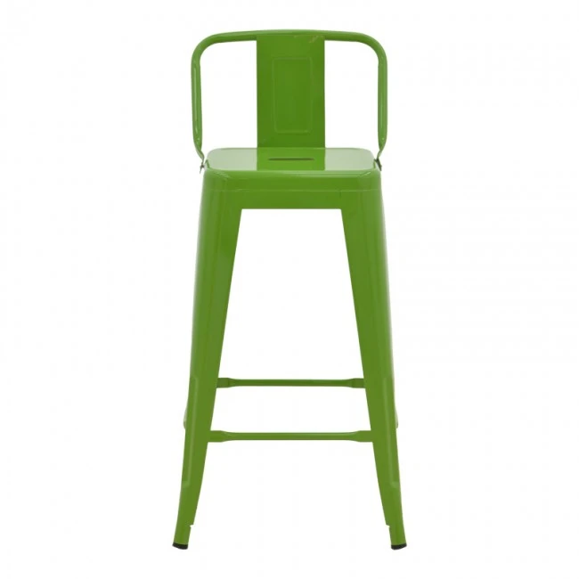 Σκαμπό μπαρ μεσαίου ύψους με πλάτη Utopia pakoworld μέταλλο σε πράσινη απόχρωση 42x42x86εκ