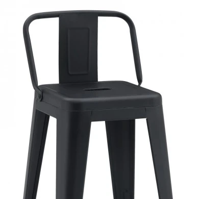 Mid-height Bar stool with backrest Utopia pakoworld metal black matte 42x42x86cm