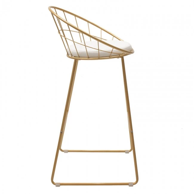 Seth pakoworld bar stool golden metal wire with white pvc cushion