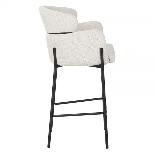Bar stool Tolerse Inart beige fabric-leg black metal