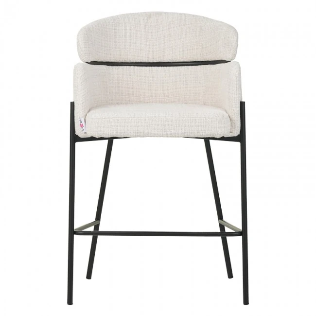 Bar stool Tolerse Inart beige fabric-leg black metal