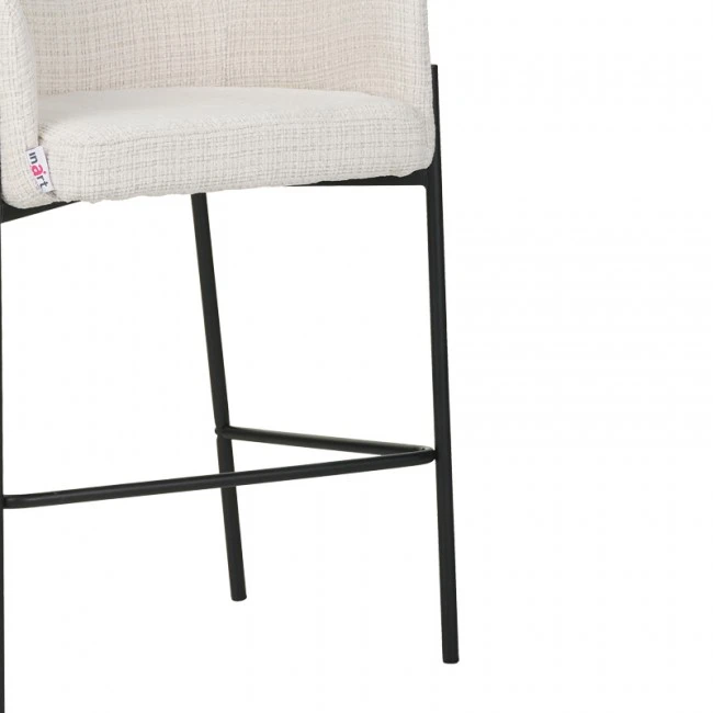 Bar stool Tolerse Inart beige fabric-leg black metal