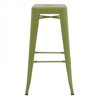 Bar stool Utopia pakoworld metal in dark oline green color 42x42x76cm