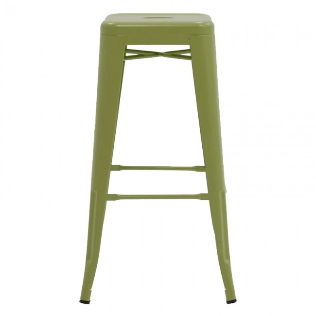 Bar stool Utopia pakoworld metal in dark oline green color 42x42x76cm