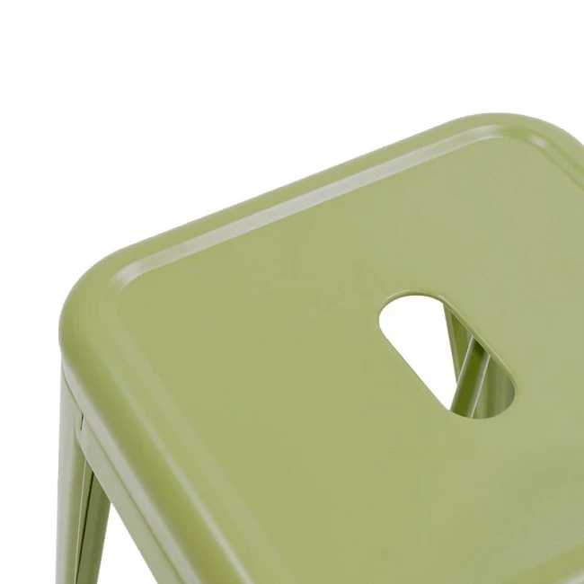 Bar stool Utopia pakoworld metal in dark oline green color 42x42x76cm