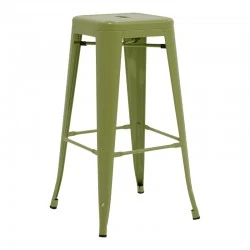 Bar stool Utopia pakoworld metal in dark oline green color 42x42x76cm