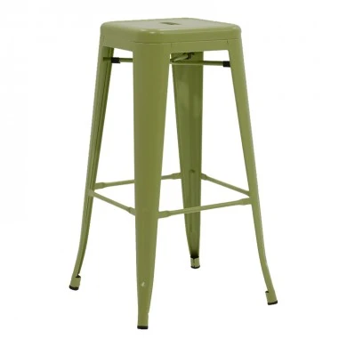 Bar stool Utopia pakoworld metal in dark oline green color 42x42x76cm