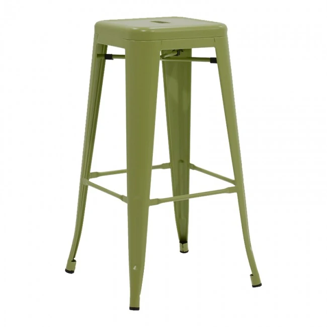 Bar stool Utopia pakoworld metal in dark oline green color 42x42x76cm