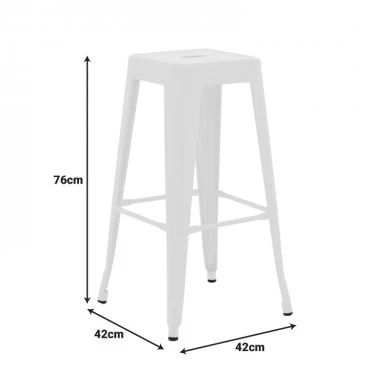 Bar stool Utopia pakoworld metal white matte 42x42x76cm
