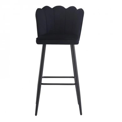 Bar stool Velvi pakoworld velvet in black color 46x45x105.5cm