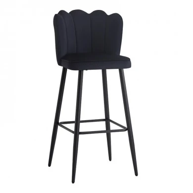 Bar stool Velvi pakoworld velvet in black color 46x45x105.5cm