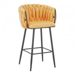 Vivian bar stool pakoworld yellow velvet-leg black metal 57x50x100cm Vivian bar stool pakoworld yellow velvet-leg black metal 57x50x100cm