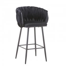 Vivian bar stool pakoworld black velvet-leg black metal 57x50x100cm Vivian bar stool pakoworld black velvet-leg black metal 57x50x100cm