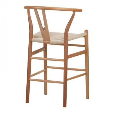 Bar stool Wishbone pakoworld middle height rubberwood-rope in natural shade 55x49x96cm