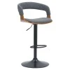 Bar stool Zero pakoworld folding gray fabric-wood walnut-metal black