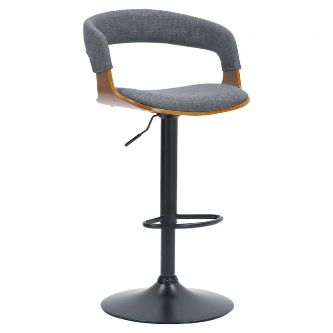Bar stool Zero pakoworld folding gray fabric-wood walnut-metal black