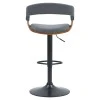 Bar stool Zero pakoworld folding gray fabric-wood walnut-metal black