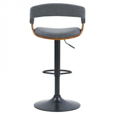 Bar stool Zero pakoworld folding gray fabric-plywood walnut-metal black