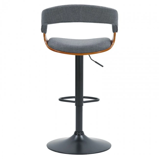 Bar stool Zero pakoworld folding gray fabric-wood walnut-metal black