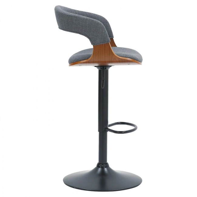 Bar stool Zero pakoworld folding gray fabric-wood walnut-metal black