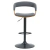Bar stool Zero pakoworld folding gray fabric-wood walnut-metal black