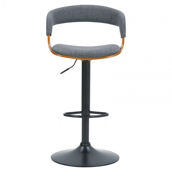 Bar stool Zero pakoworld folding gray fabric-wood walnut-metal black