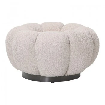 Nester pakoworld stool boucle  fabric in beige color D60x31cm