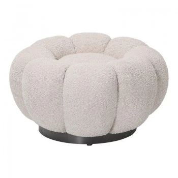 Nester pakoworld stool boucle  fabric in beige color D60x31cm