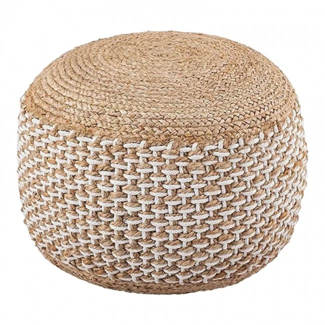 Bocca Inart jute stool-pouf in natural shade D40x45cm