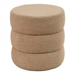 Pouf stool Kioto pakoworld teddy fabric brown D40x40cm