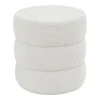 Pouf stool Kioto pakoworld teddy fabric white D40x40cm