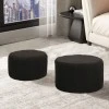 Stool - Pouf Gabello pakoworld boucle fabric in black color D44x26.5cm