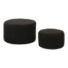 Stool - Pouf Gabello pakoworld boucle fabric in black color D44x26.5cm