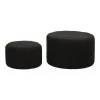 Stool - Pouf Gabello pakoworld boucle fabric in black color D44x26.5cm