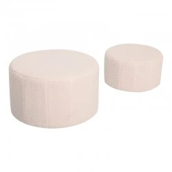 Stool - Pouf Gabello pakoworld set of 2 pcs boucle fabric beige  D44x26.5cm