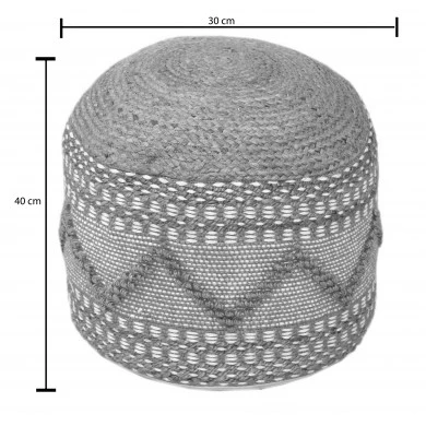 Σκαμπό-πουφ Pallo Inart γιούτα-βαμβάκι σε φυσική απόχρωση Φ40x30εκ