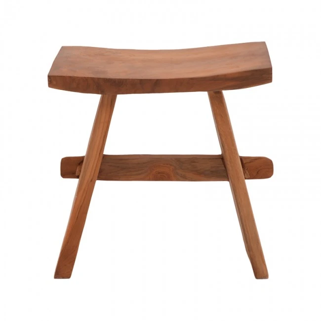 Shogun stool pakoworld teak wood in natural shade 46x28x46cm