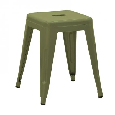 Stool Utopia pakoworld dark olive green metal 30x30x45cm