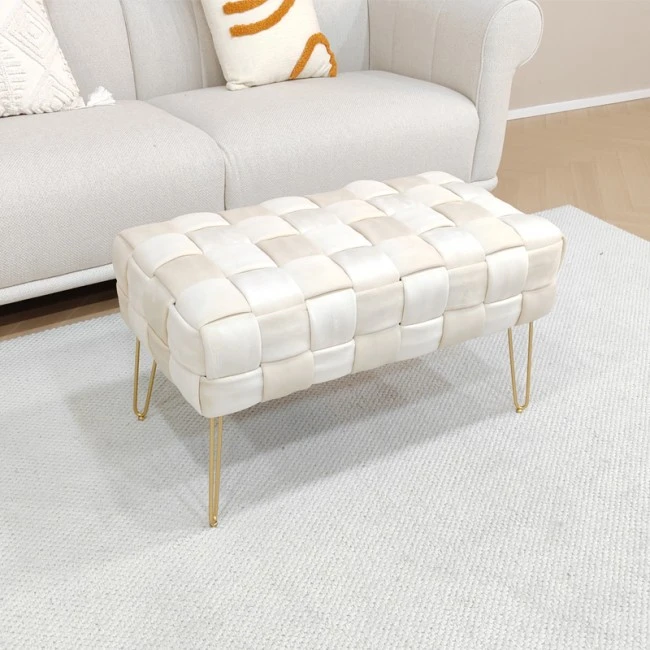 Ottoman Wenzo pakoworld grey velvet 82x43x46cm