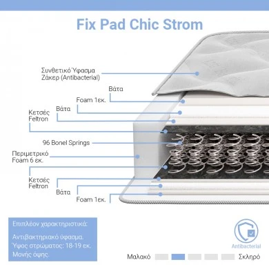 Mattress Fix Pad Chic Strom single sided 18-19cm 140x190cm
