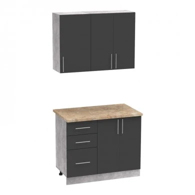 Festa I kitchen unit pakoworld melamine in dark grey and sonoma color workbench 100x60x85cm