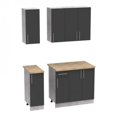 Festa II kitchen unit pakoworld melamine in dark grey and workbench sonoma color 120x60x85cm
