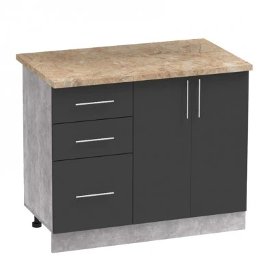 Festa I kitchen unit pakoworld melamine in dark grey and sonoma color workbench 100x60x85cm