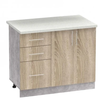 Festa I kitchen unit pakoworld melamine in sonoma color and kitchen counter in light grey color 100x60x85cm