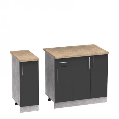 Festa II kitchen unit pakoworld melamine in dark grey and workbench sonoma color 120x60x85cm