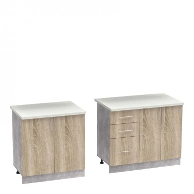 Festa V kitchen unit pakoworld melamine in sonoma and workbench in light grey color 160x60x85cm