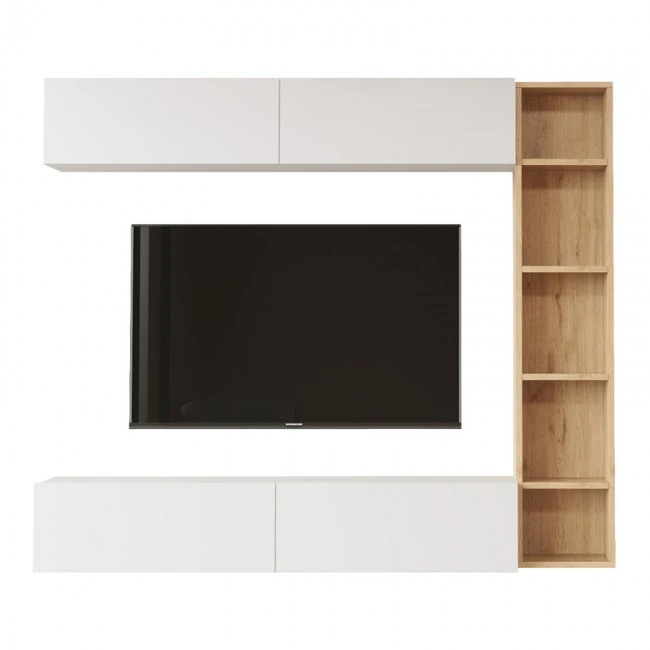 Compo living room set wall-mounted pakoworld in natural-white shade 169.10x25,8x143.5cm