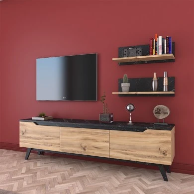 TV unit Kasia pakoworld oak-dark grey 180x35x48,5cm